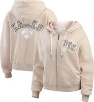 WEAR by Erin Andrews Women's WEAR by Erin Andrews Cream New York Knicks Plus Size Tonal Felt Patch Full-Zip Hoodie