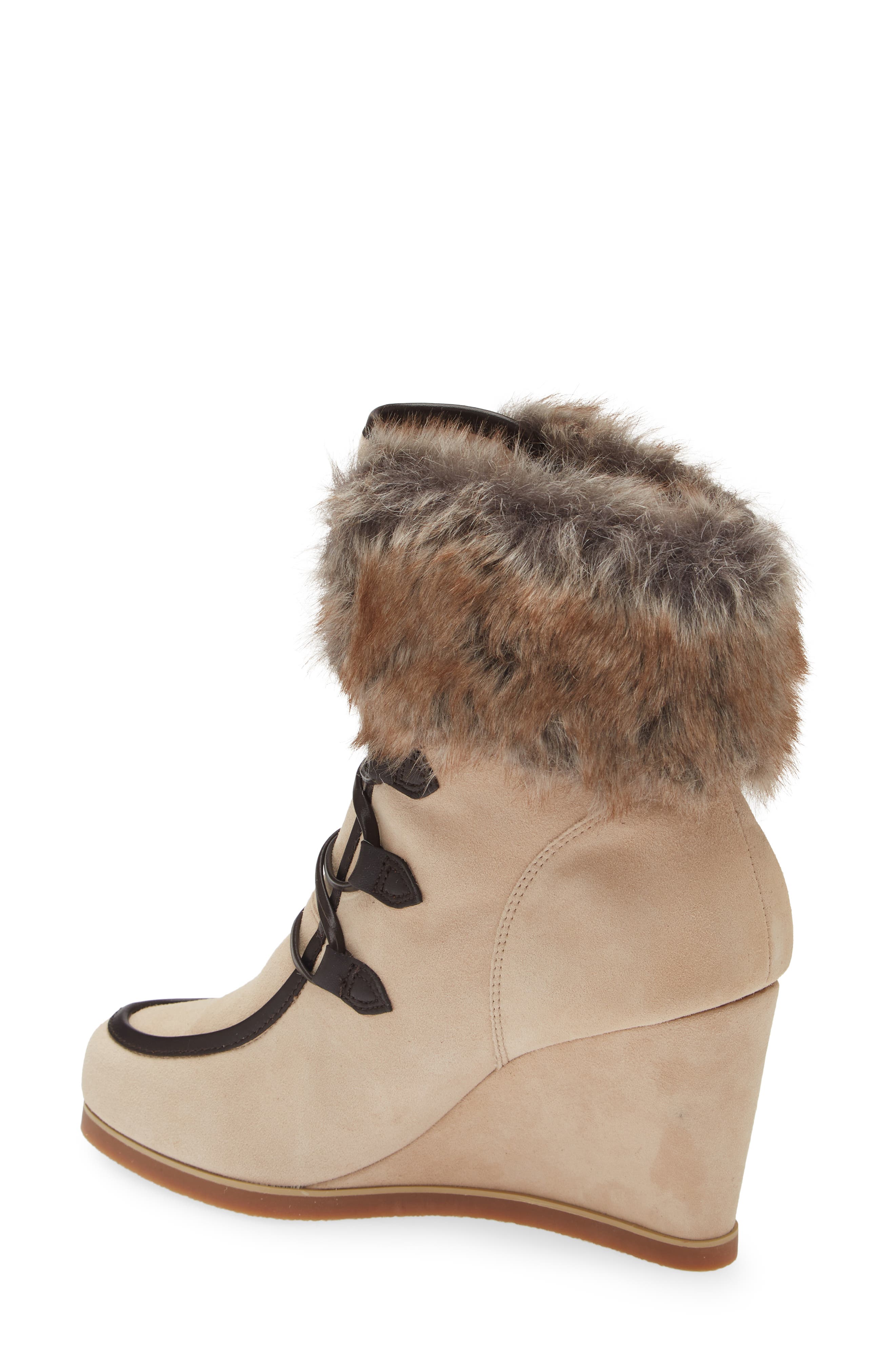 North Star Wedge Bootie, Alternate, color, BEIGE FAUX FUR