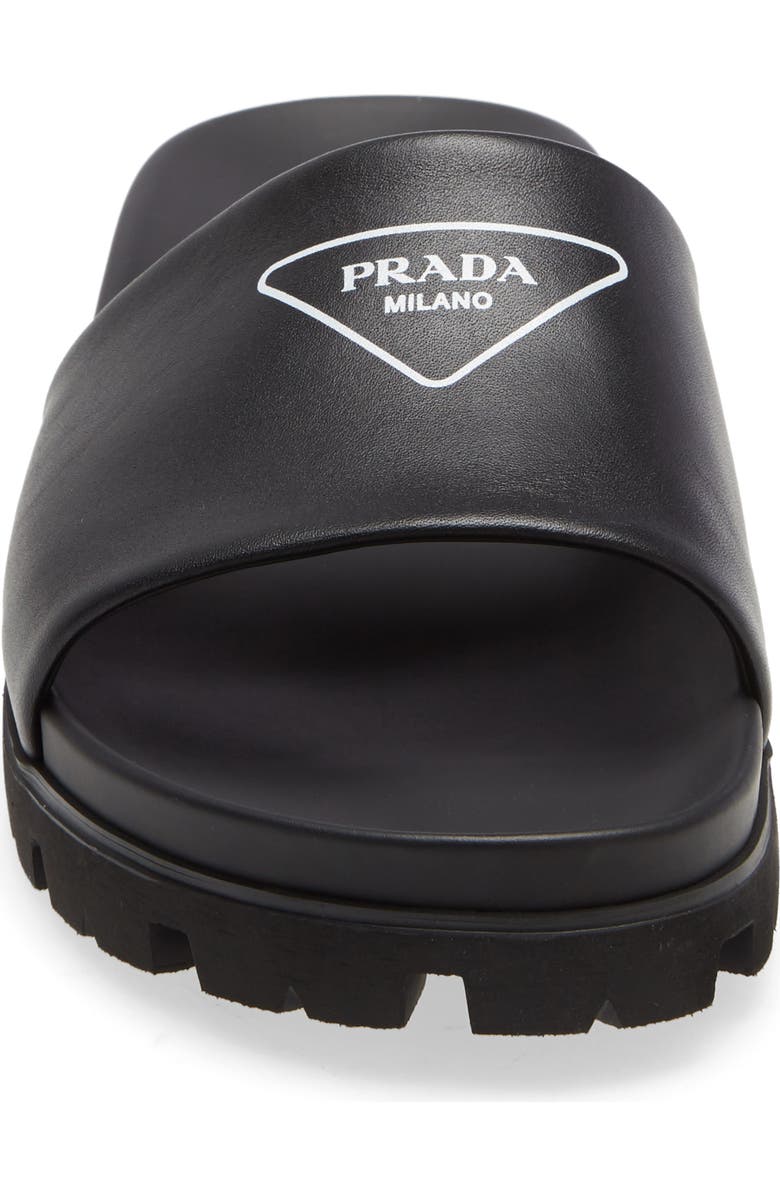 Prada Logo Slide Sandal, Alternate, color,
