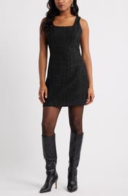 Open Edit Tweed Sleeveless Minidress