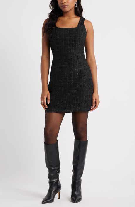 Open Edit Tweed Sleeveless Minidress