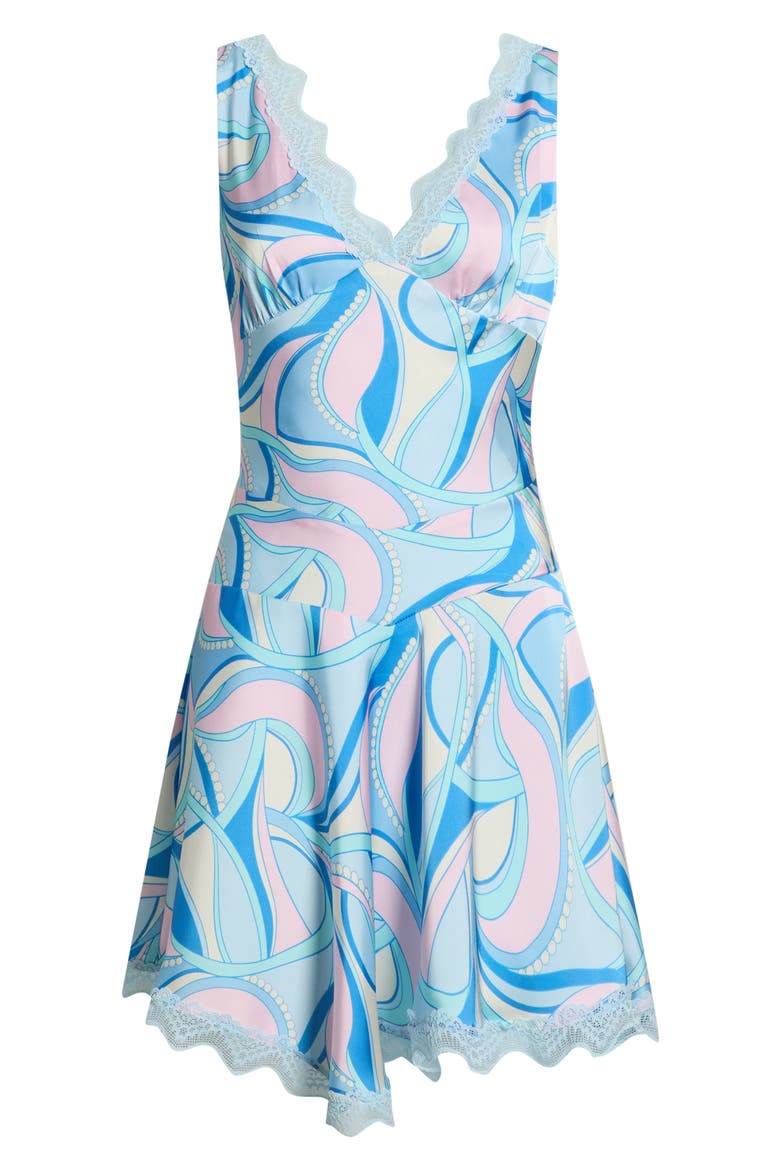 Lace Trim Bias Cut Satin Minidress, Alternate, color, MERMAID PAISLEY