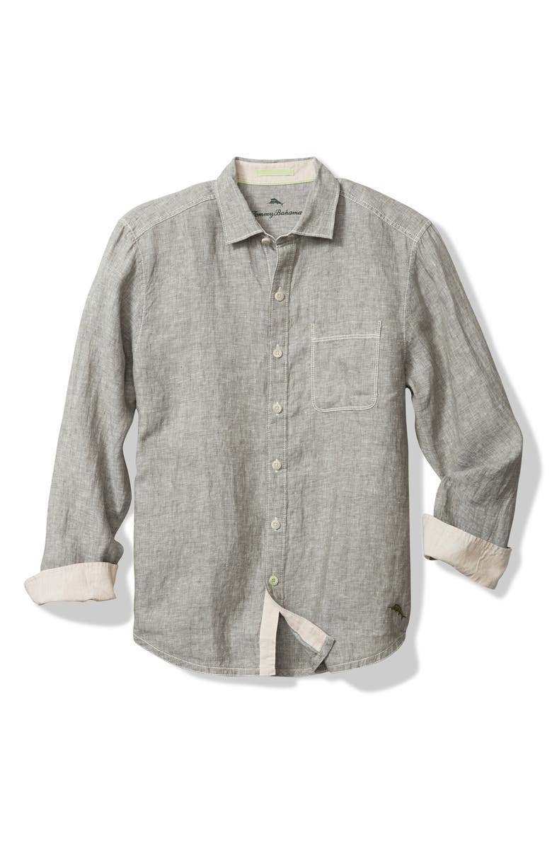 Tommy Bahama Paradise Breezer Linen Button-Up Shirt, Main, color, Tea Leaf