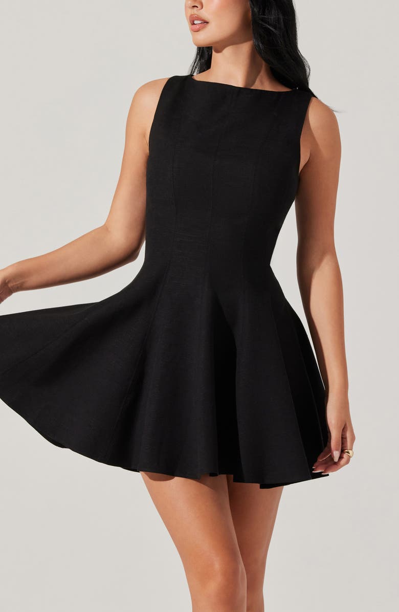 ASTR the Label Xaria Sleeveless Skater Minidress, Alternate, color, Black