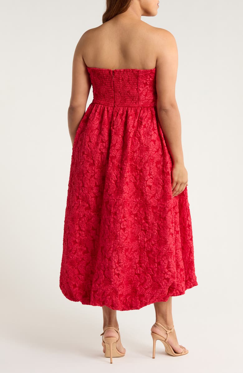 SUGARLIPS Arielle Floral Jacquard Strapless Maxi Dress, Alternate, color, Burgundy