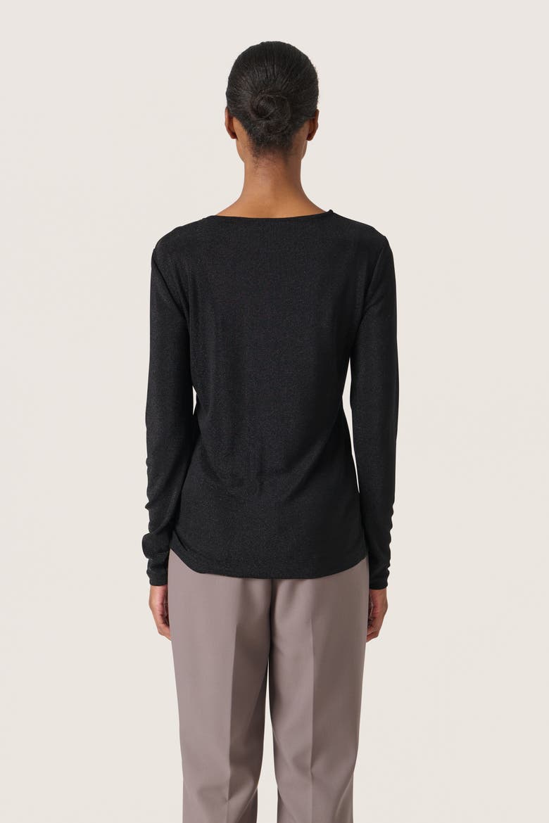 Skylara Knotted Long Sleeve Glitter Top, Alternate, color, Black