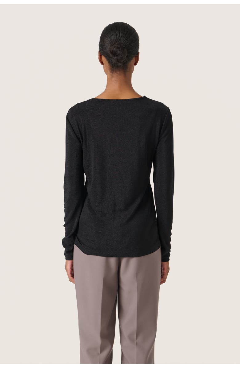 Soaked in Luxury Skylara Knotted Long Sleeve Glitter Top, Alternate, color, Black