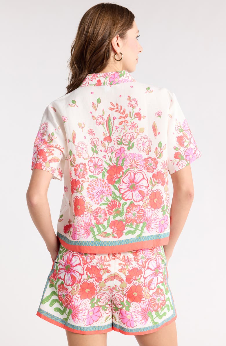 1901 Short Sleeve Floral Camp Shirt, Alternate, color, Ivory-Pink Floral
