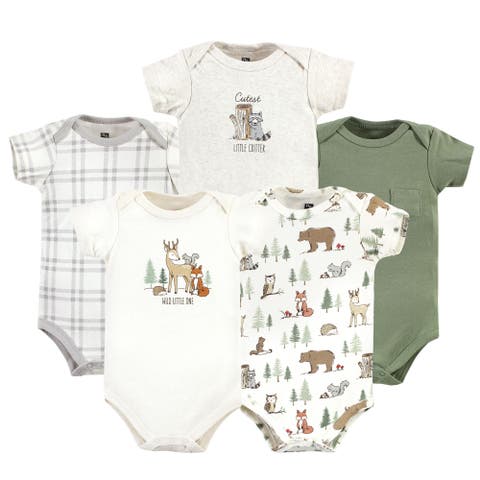 Five-Piece Set of Cotton Infant All-in-One Bodysuits