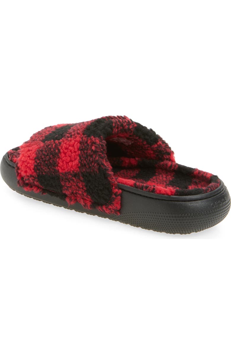 CROCS Classic Buffalo Check Slide Slipper, Alternate, color, Black/ Red