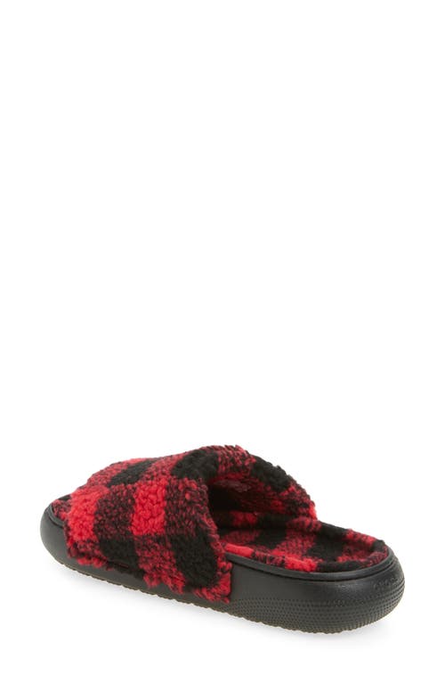 Crocs Classic Buffalo Check Slide Slipper In Red