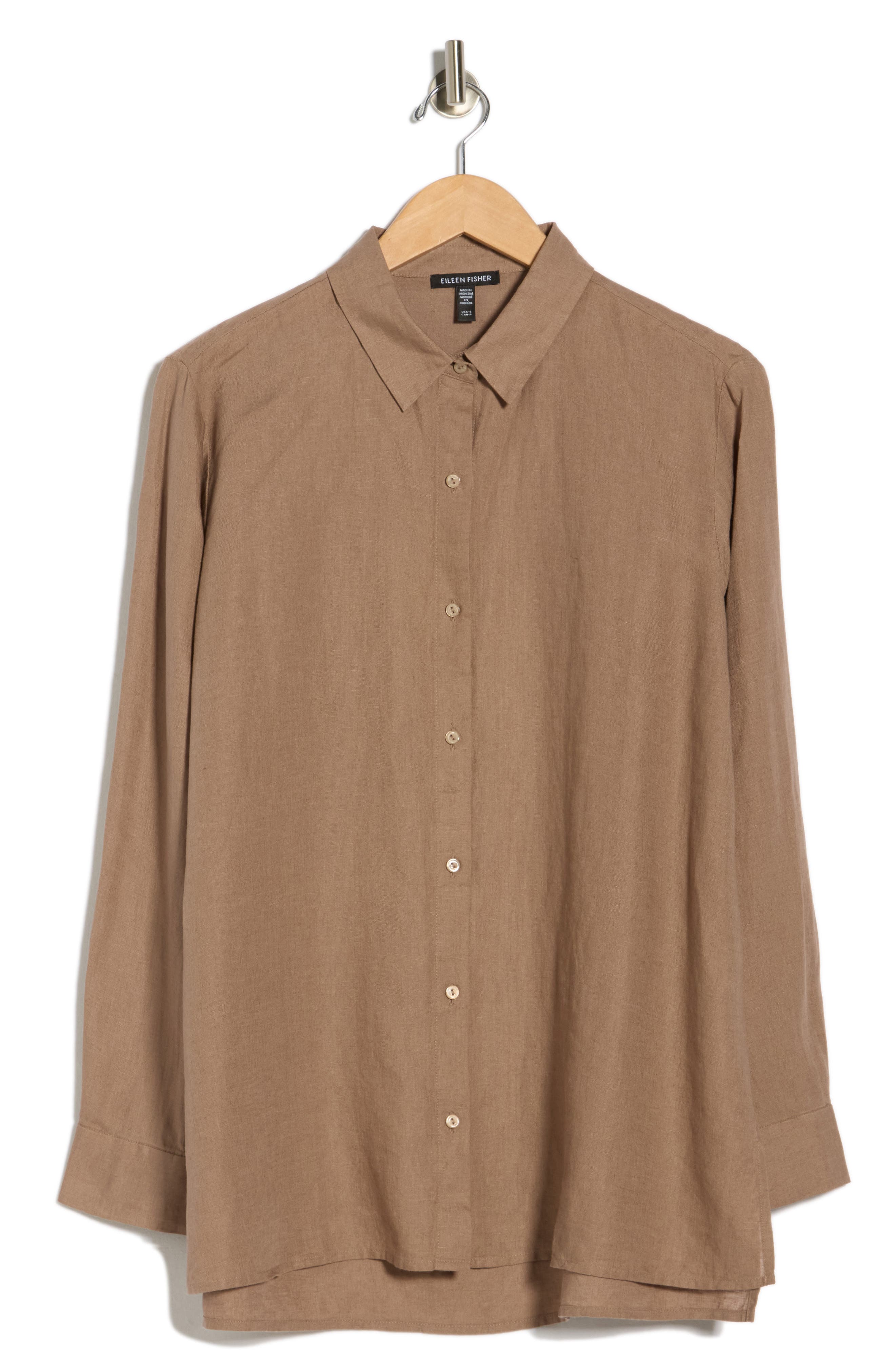 Eileen Fisher Classic Collar Organic Linen Button-Up Shirt