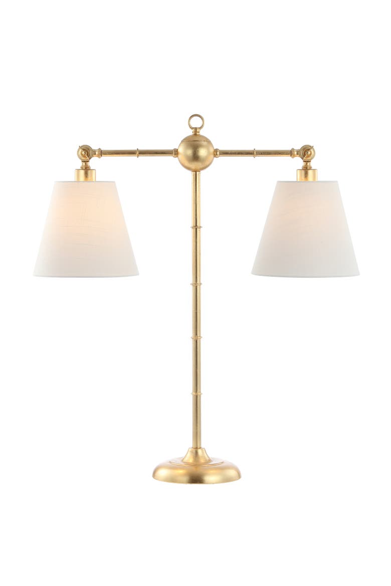 Ruth 2-Light Library Metal LED Table Lamp, Main, color, Gold leaf