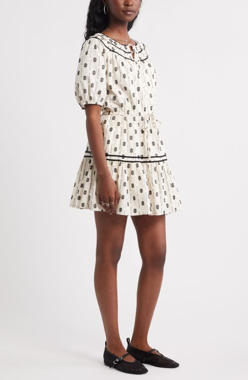 Treasure & Bond Short Sleeve Cotton Blend Tiered Minidress In White
