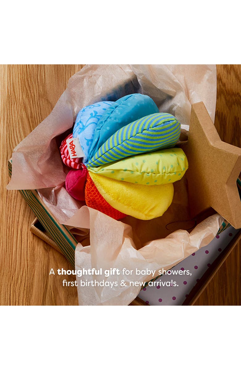 HABA Rainbow Baby Ball - Machine Washable Baby Sensory Toys - Ideal Baby Toy for Teething, Tummy Time Toys for Ages 6 Months & up, Alternate, color, Multi