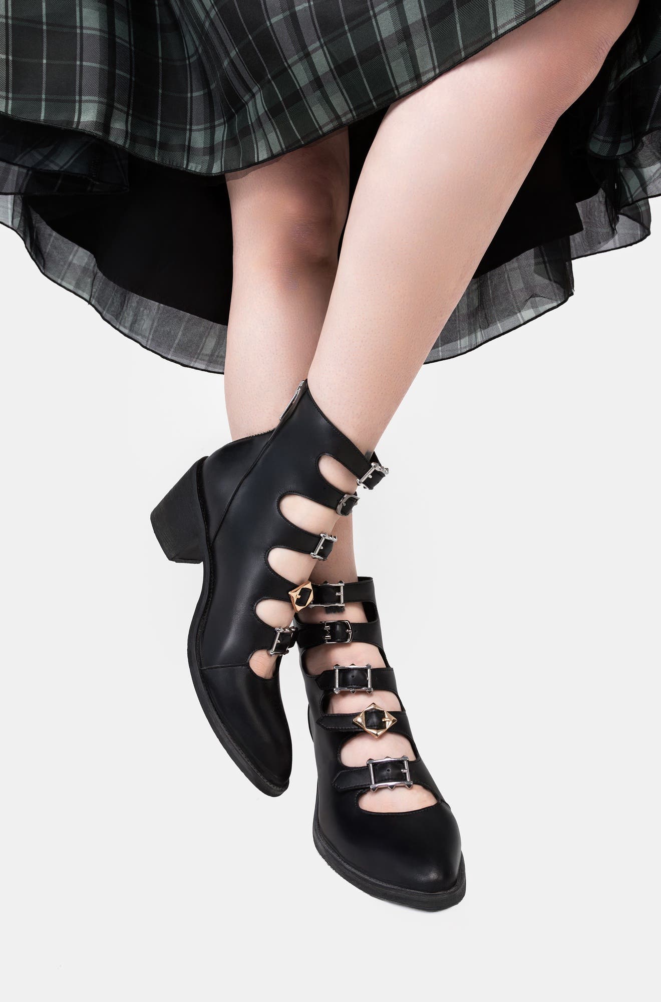 Buckled Ankle Heels Boot, Alternate, color, Black