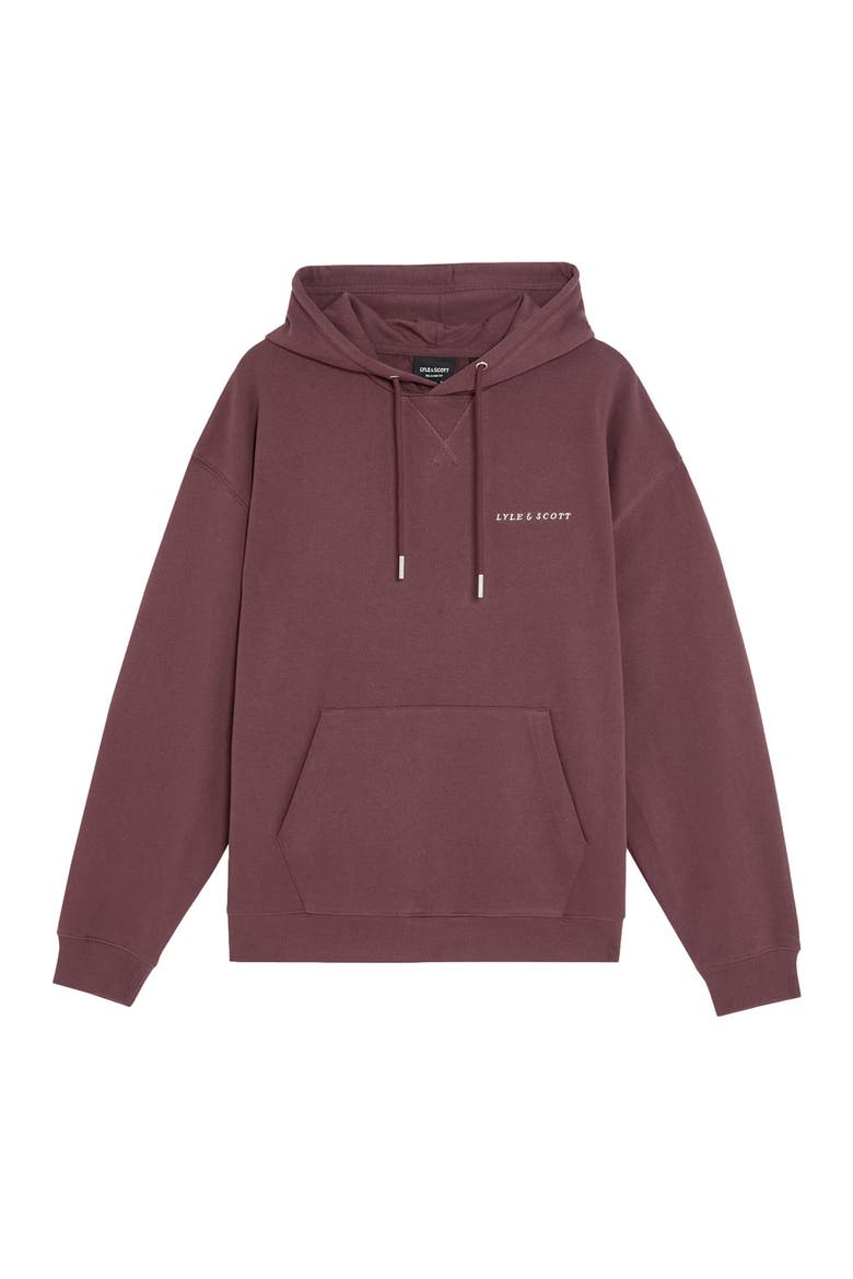 Script Brushback Pullover Hoodie, Alternate, color, Dusky Maroon