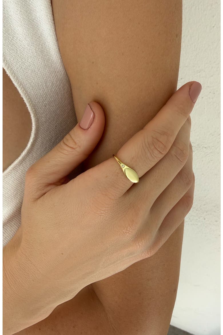 14K Gold Plated Cubic Zirconia Marquise Signet Ring, Alternate, color, GOLD