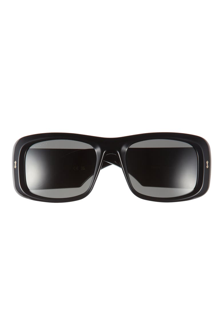 56mm Rectangular Sunglasses, Main, color, BLACK BLACK GREY