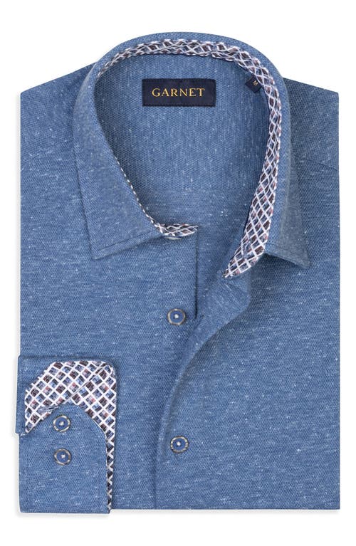 Studio Garnet Los Angeles Mélange Knit Button-down Shirt In Blue