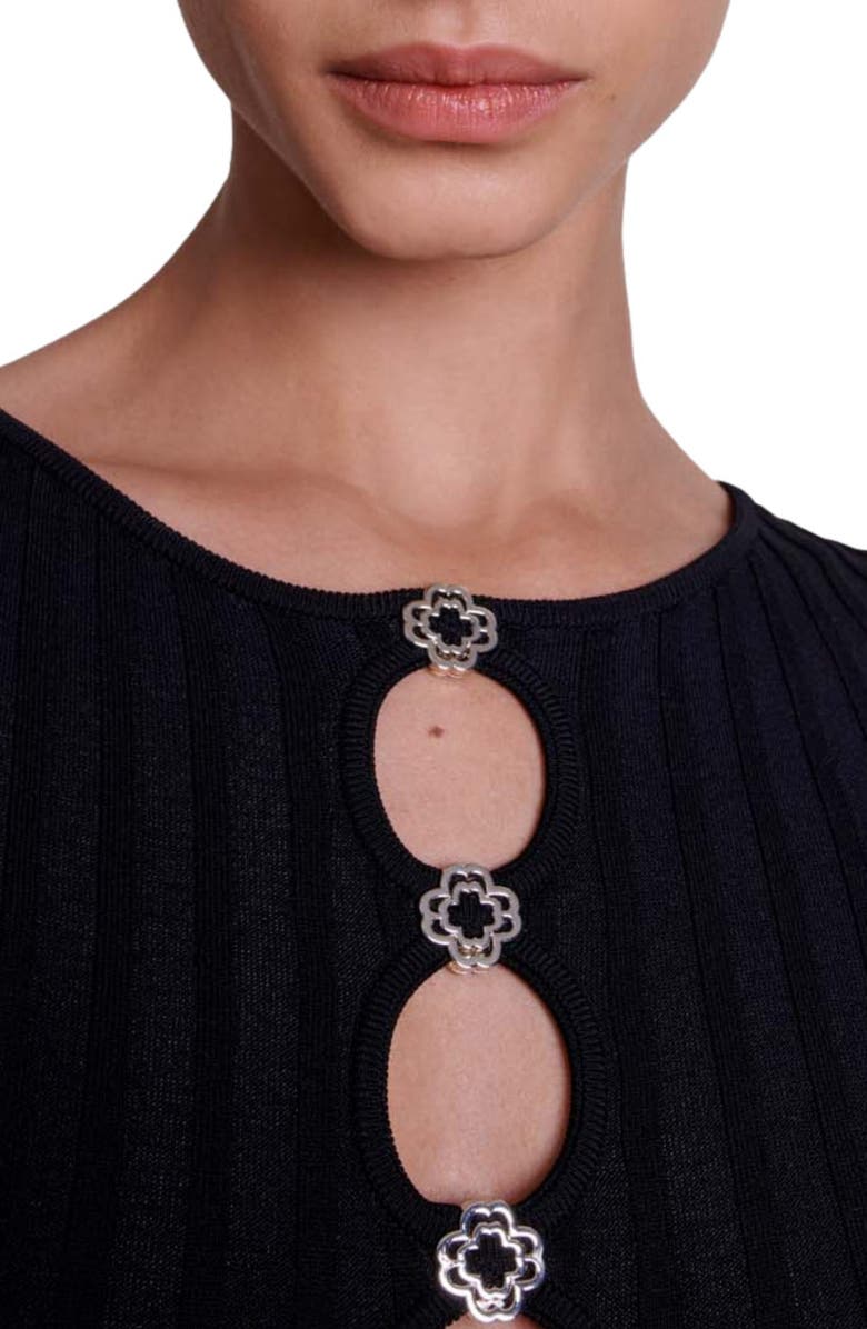 maje Roxou Rib Cutout Knit Dress, Alternate, color,