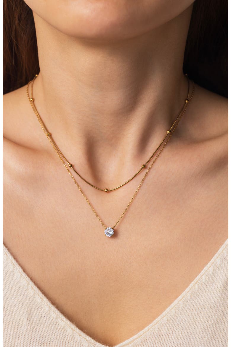 Layered Double Chain Necklace, Alternate, color, Gold