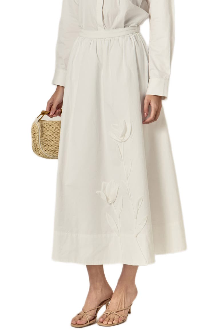 Floral Appliqué Skirt, Alternate, color, WHITE