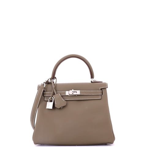 Kelly Handbag Grey Swift with Palladium Hardware 25