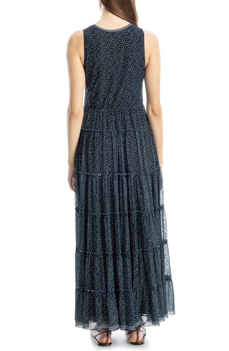 MAX STUDIO Twist Front Sleeveless Maxi Dress, Alternate, color, Black/ Ivory Random Dot