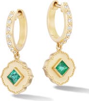 Orly Marcel Lotus Emerald & Diamond Huggie Hoop Earrings