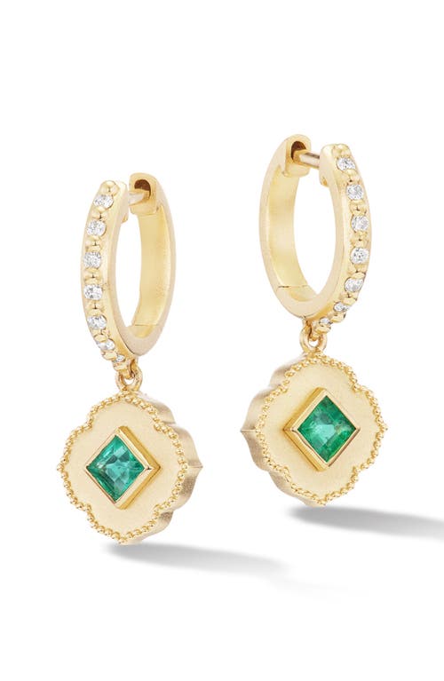 Orly Marcel Lotus Emerald & Diamond Huggie Hoop Earrings in Green  product