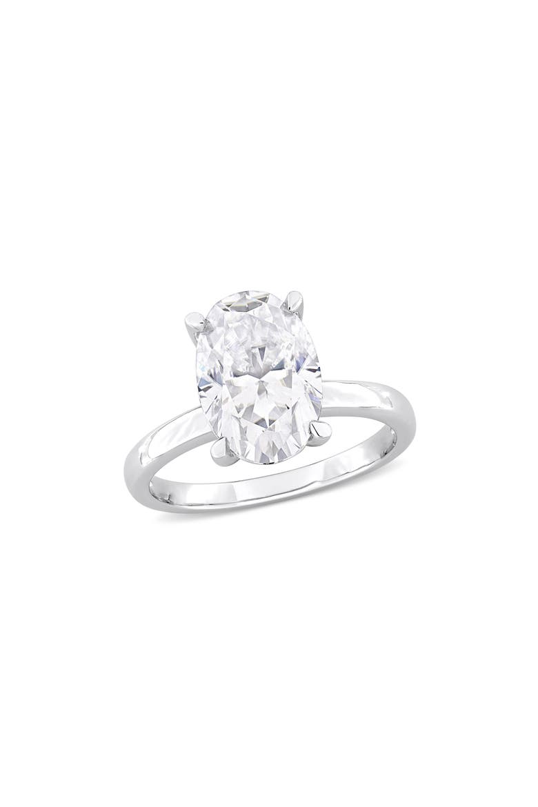 Sterling Silver Oval Lab Created Moissanite Ring, Main, color, SILVER