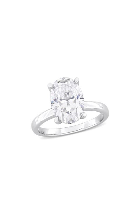 Sterling Silver Oval Lab Created Moissanite Ring