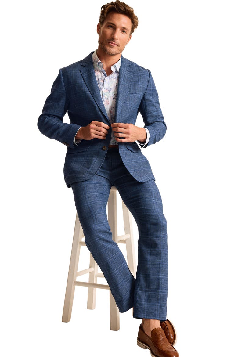 Latigo Beach Glenn Plaid Linen Blend Pants, Alternate, color, MARITIME