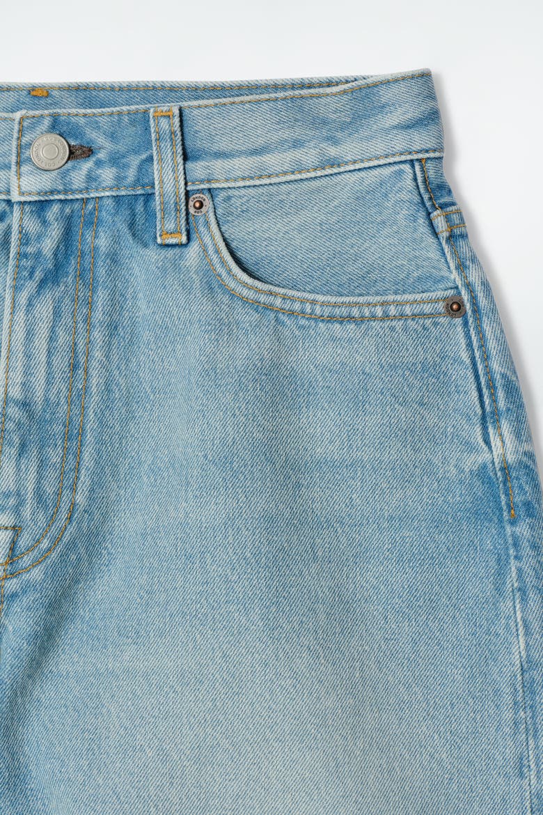 High-Rise Denim Shorts, Alternate, color, WASHED BLUE