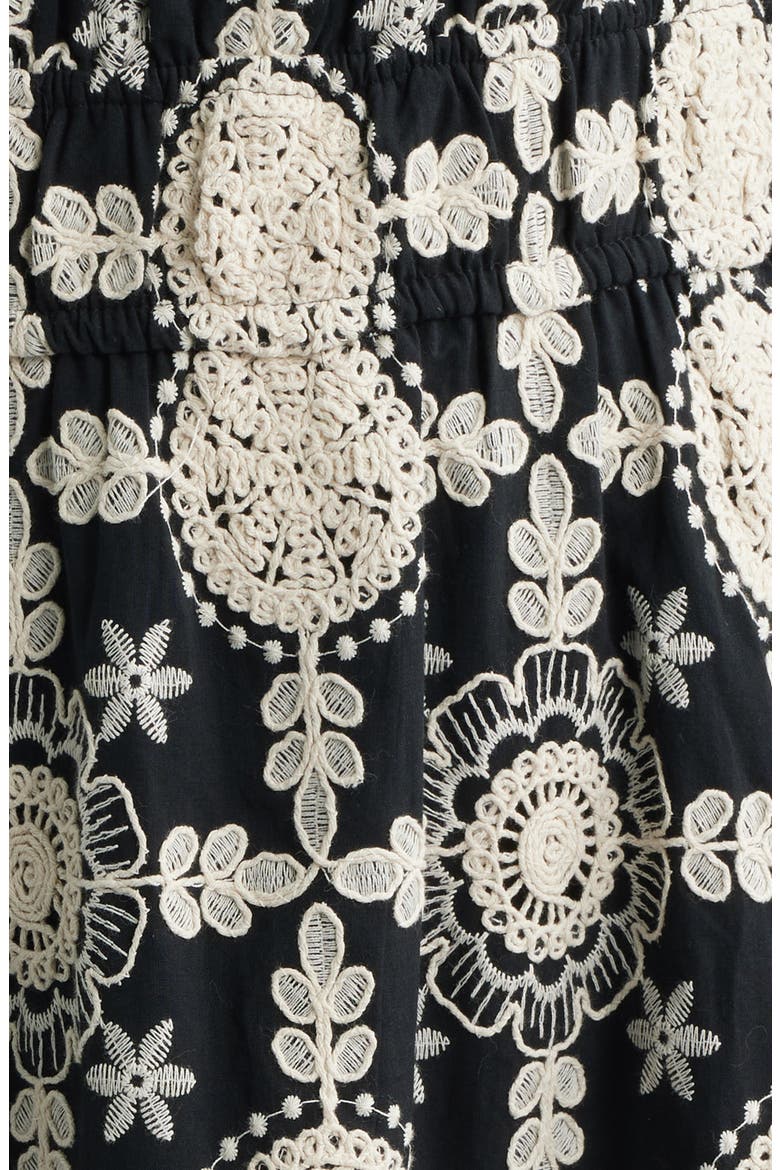 Ruffle V-Neck Cotton Dress, Alternate, color, ANNE BLACK/ IVORY