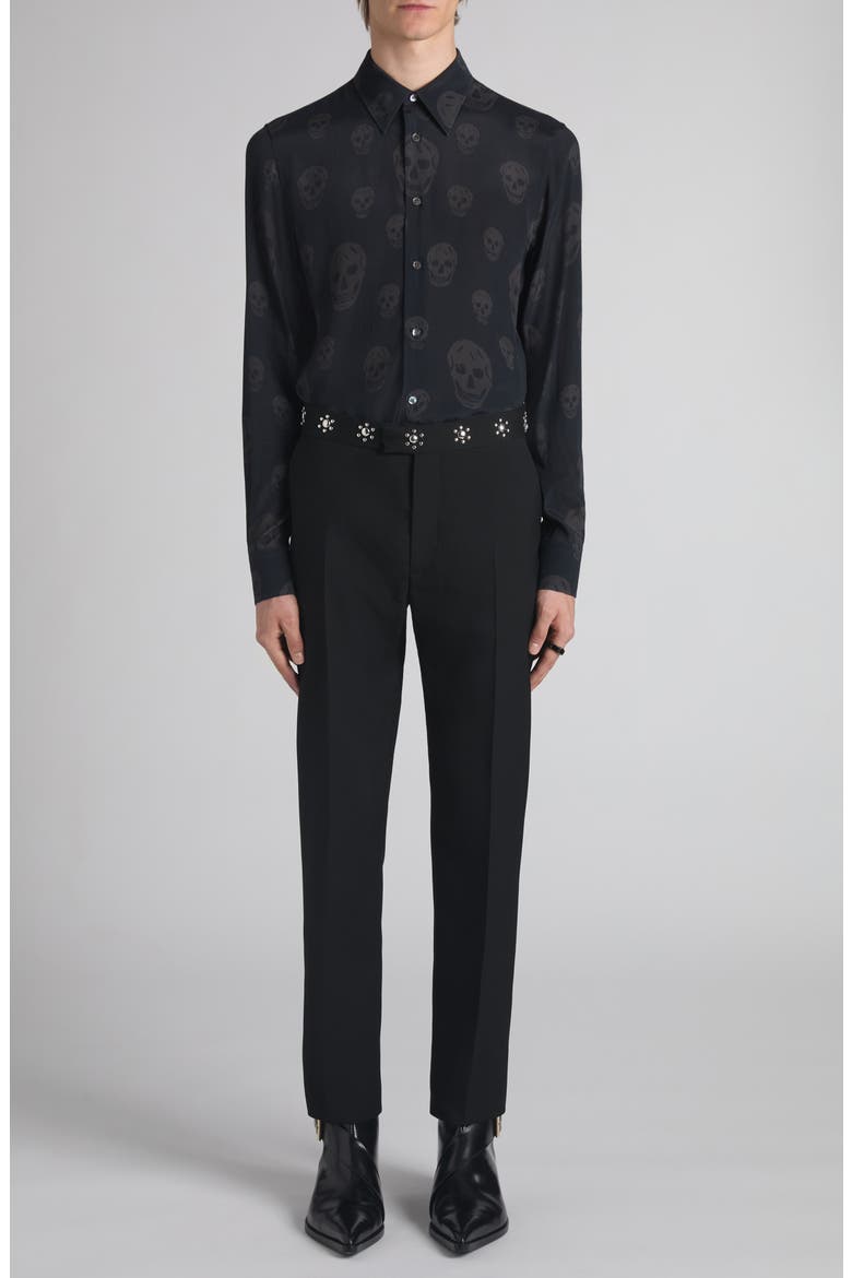 Skull Print Shop Button-Up Shirt, Alternate, color, BLACK - CHARCOAL