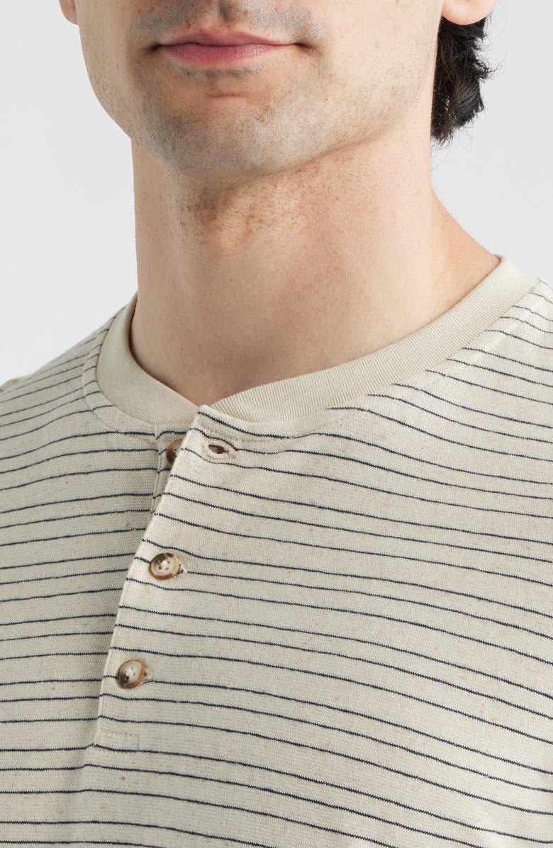 34 Heritage Pinstripe Cotton & Linen Henley, Alternate, color, Beige