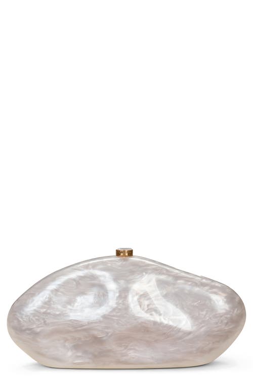 Cult Gaia The Caldera Leather Clutch Bag In Pearl