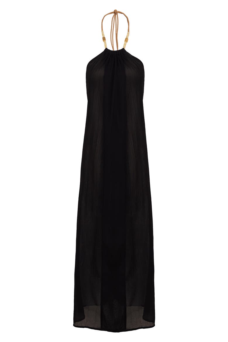 Cloe Halter Cover-Up Dress, Alternate, color, BLACK