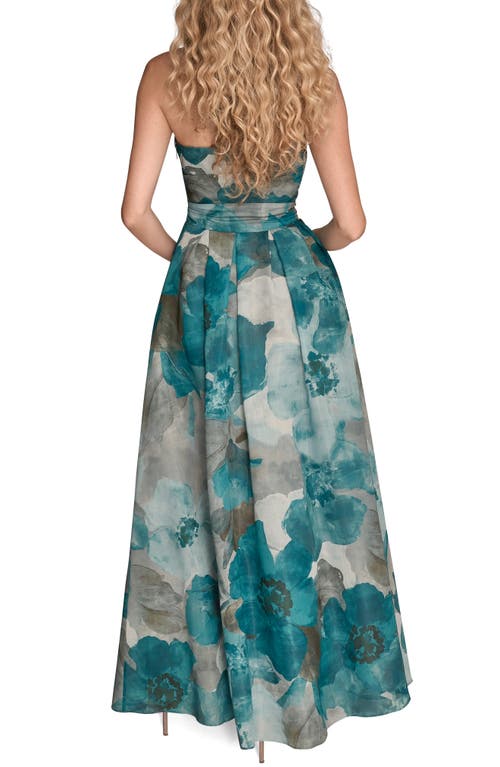 Donna Karan New York Floral Strapless Fit & Flare Gown In Green