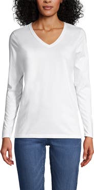 Lands' End Supima Cotton Long Sleeve V-Neck T-Shirt