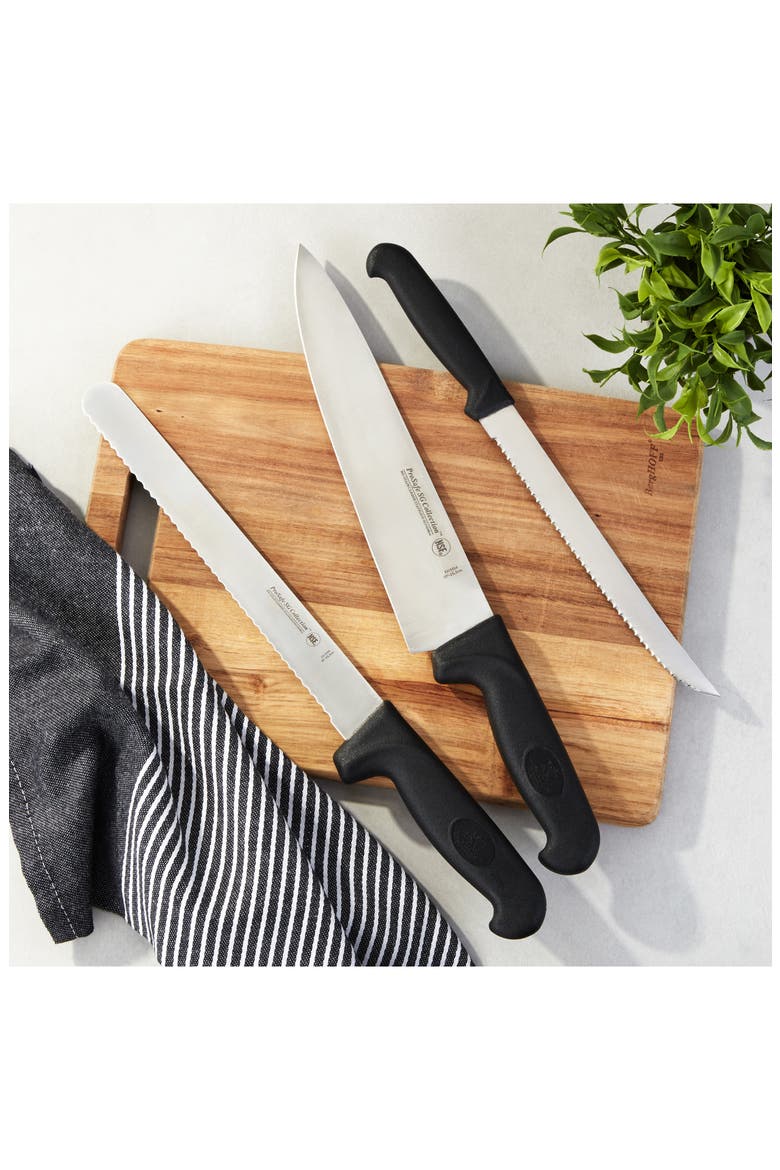 Soft Grip 3-Piece Stainless Steel Knife Set, Alternate, color, BLACK/ SILVER