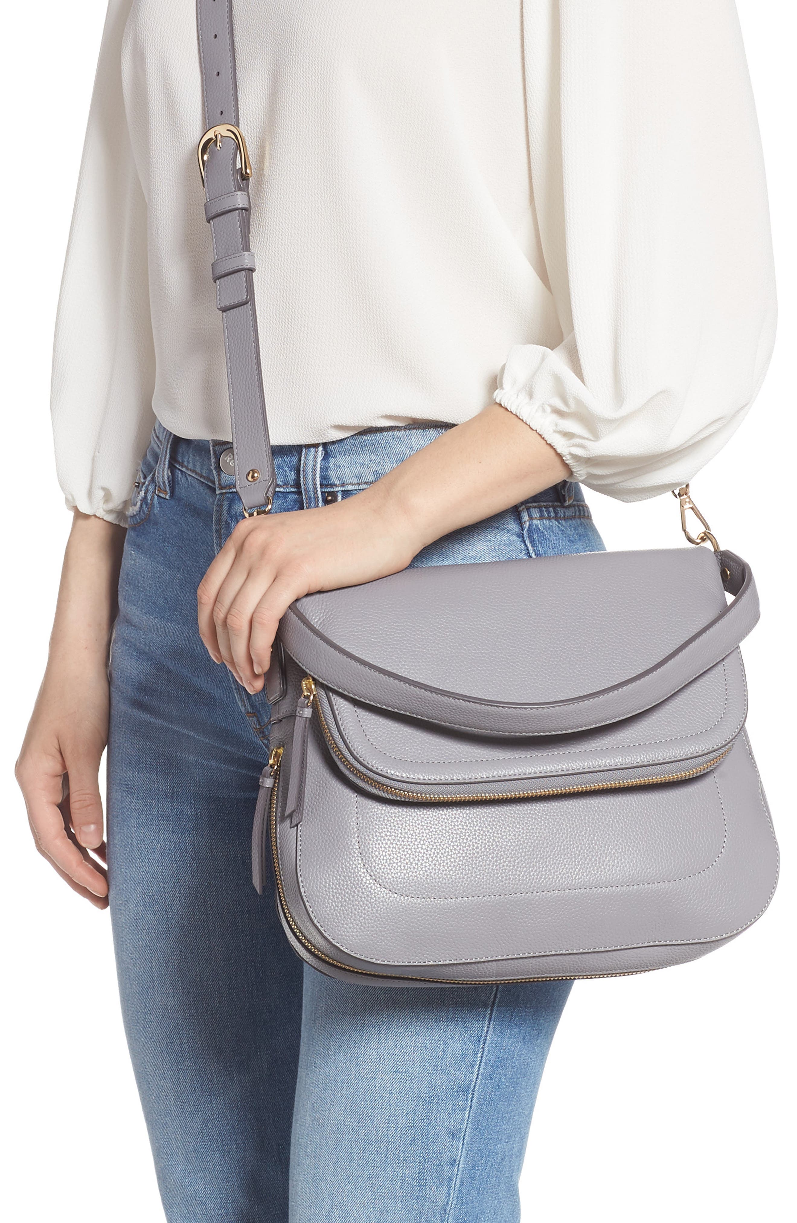 Bella Leather Crossbody Bag, Alternate, color, GREY FILIGREE