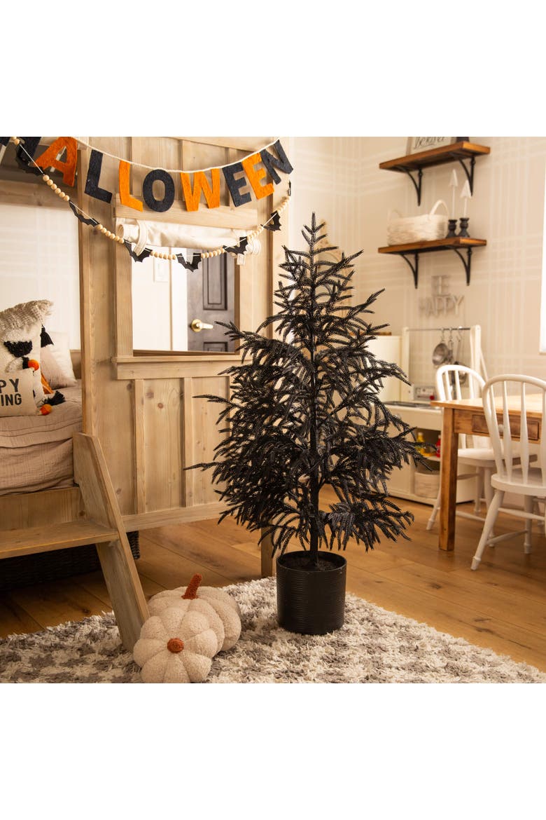4-ft Artificial Halloween Real Touch Black Norfolk Pine Christmas Tree with Natural Look, Alternate, color, Black