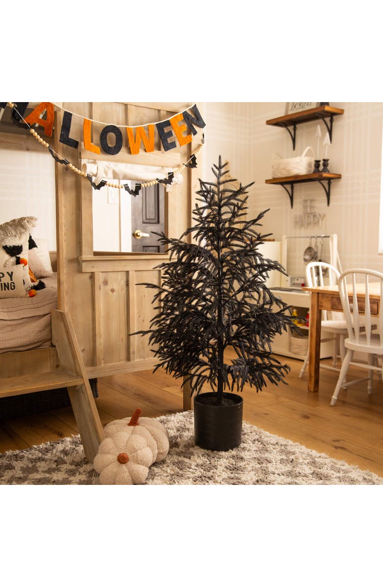 NEARLY NATURAL 4-ft Artificial Halloween Real Touch Black Norfolk Pine Christmas Tree with Natural Look, Alternate, color, Black