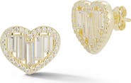 CHLOE AND MADISON 14K Gold Plate Cubic Zirconia Heart Stud Earrings