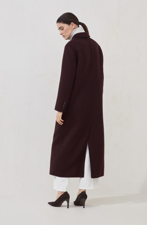 Brunello Cucinelli Brown Cashmere Coat With Monile Detailing In Brown