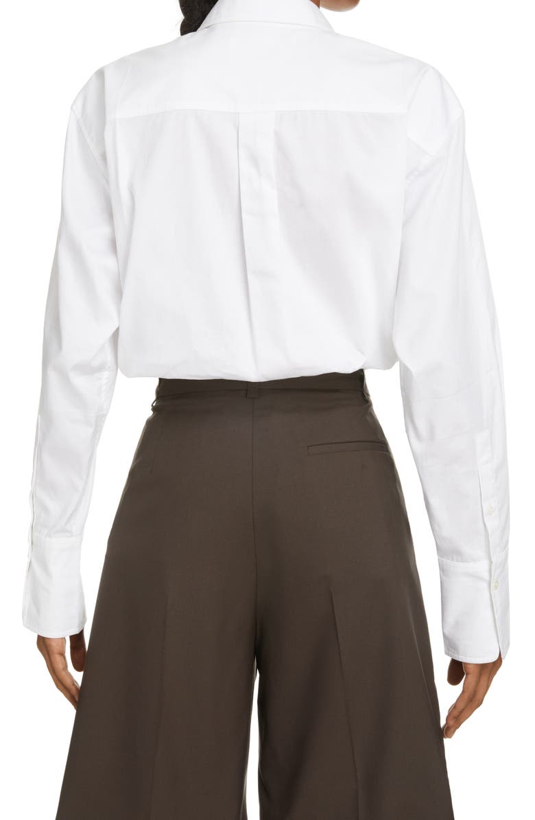 Victoria Beckham Pocket Cotton Poplin Button-Up Shirt, Alternate, color,