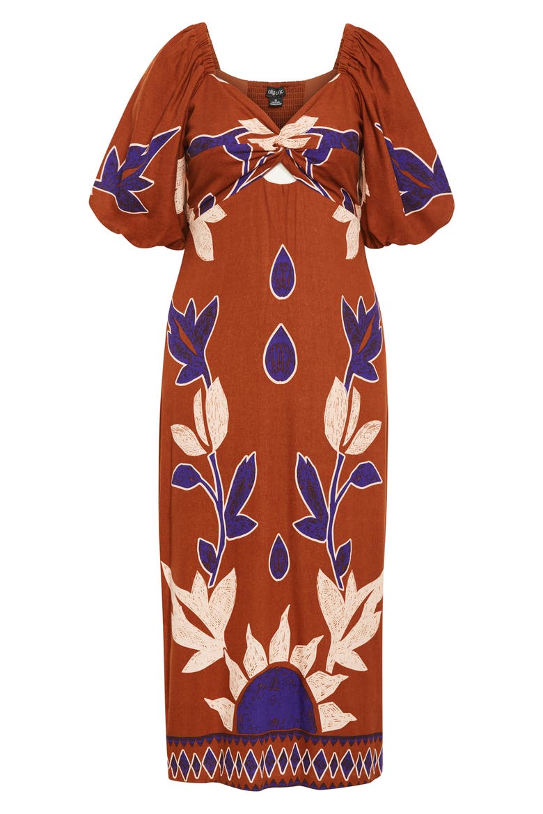 Luna Print Puff Sleeve Maxi Dress, Alternate, color, PLACEMET PRINT